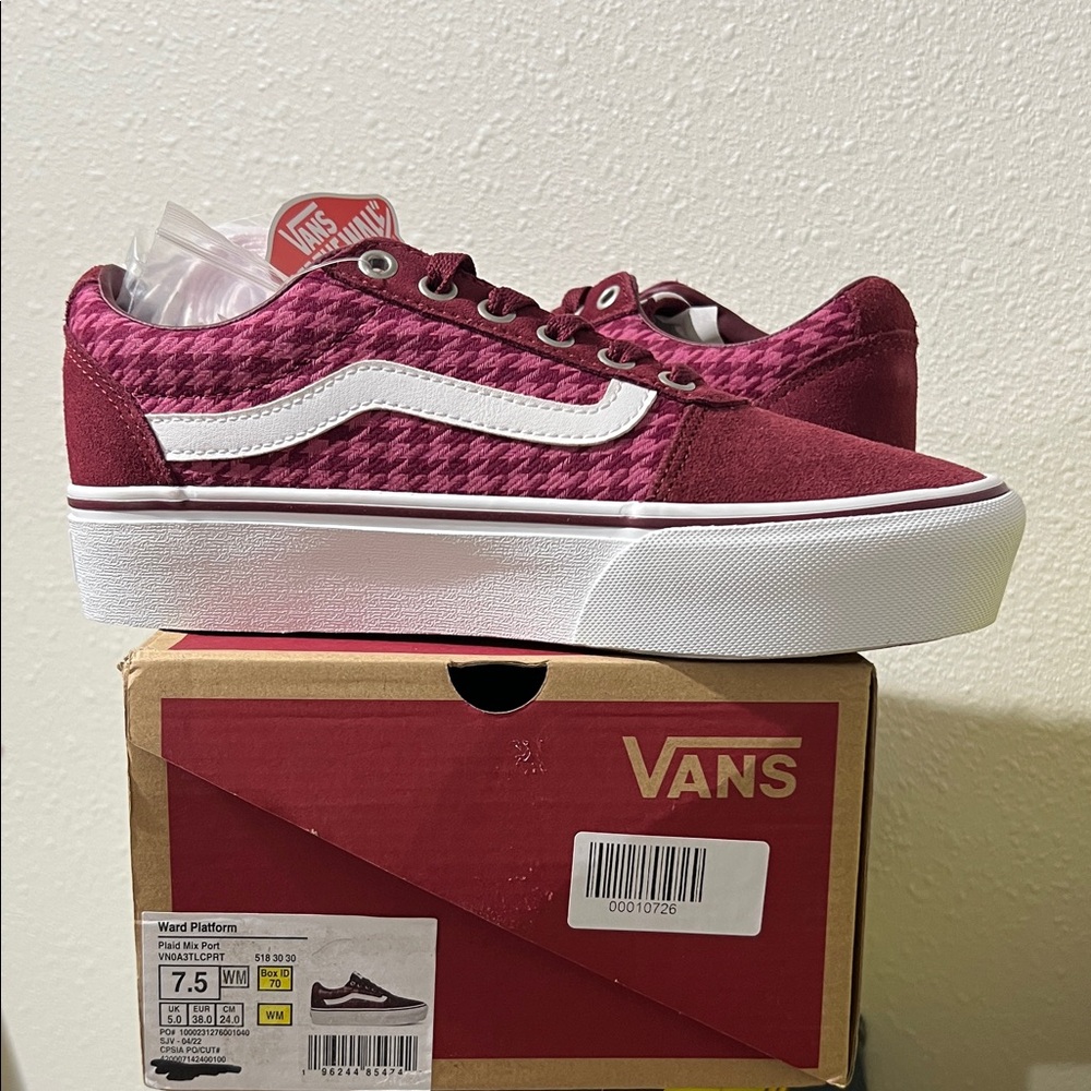 Vans Burgundy Platform Old Skool Women's Sneakers - Picture 3 of 9